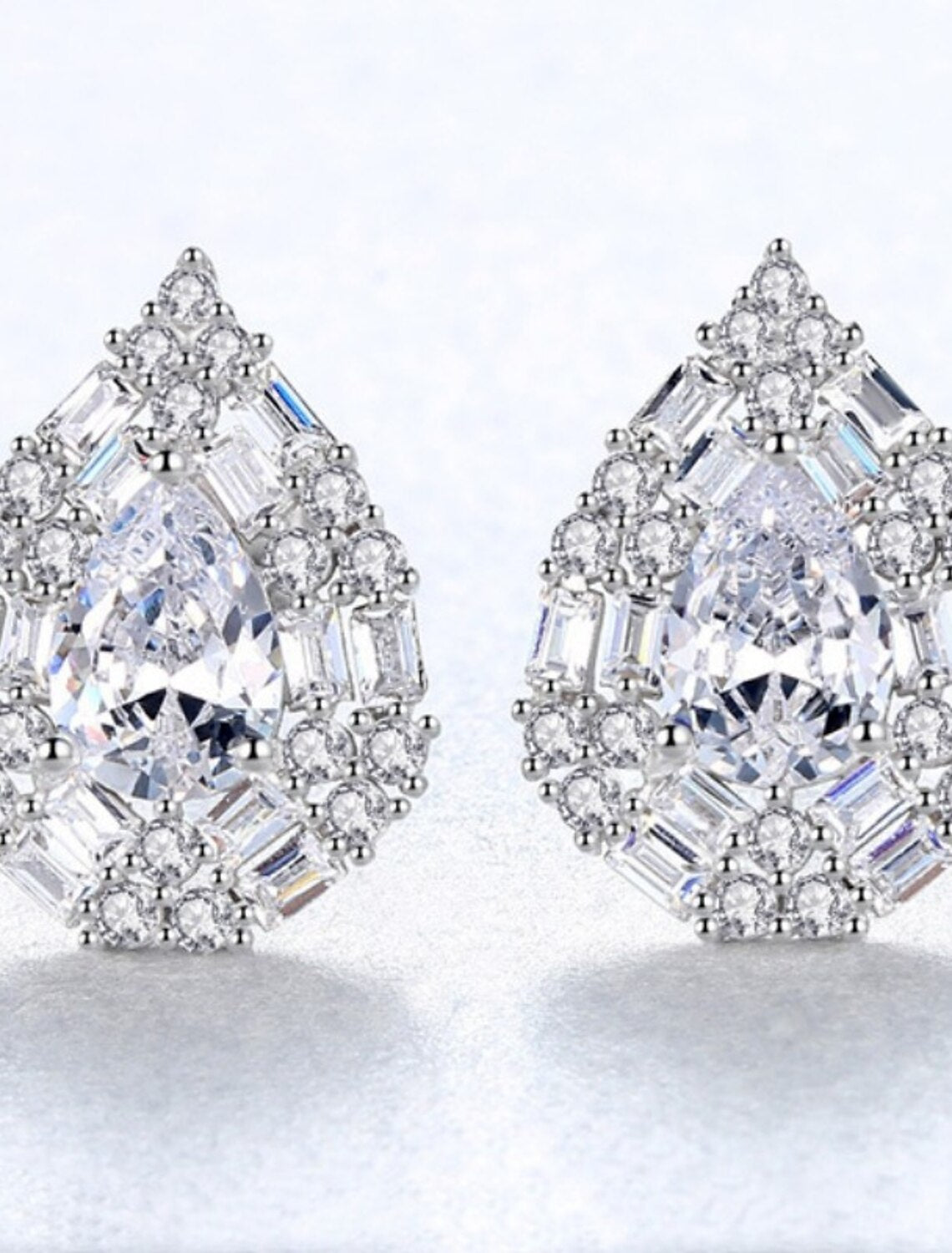 Wholesale Women's Clear Blue Synthetic Diamond Stud Earrings Fine Jewelry Pear Cut Drop Stylish Simple S925 Sterling Silver Earrings Jewelry Blue / White For Wedding Party 1 Pair